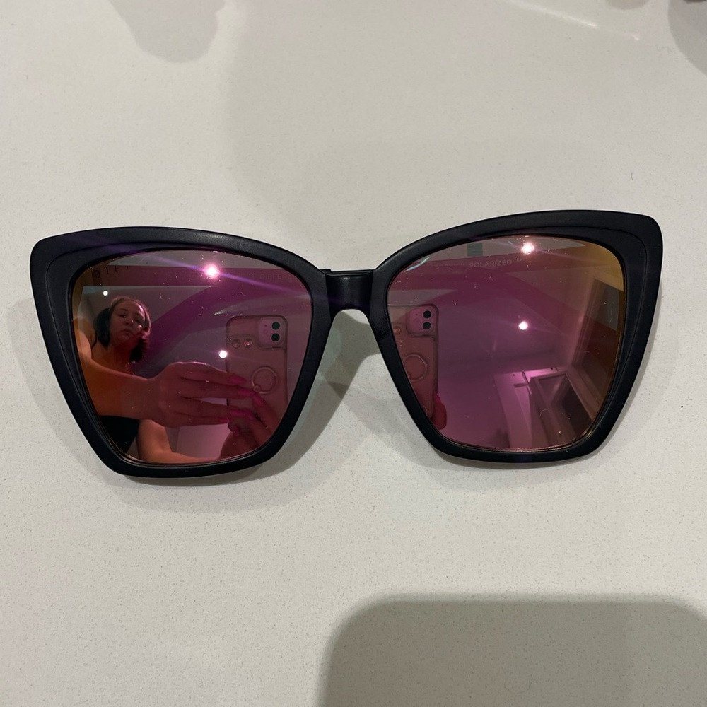 DIFF Becky II Matte Black Polarized Sunglasses
